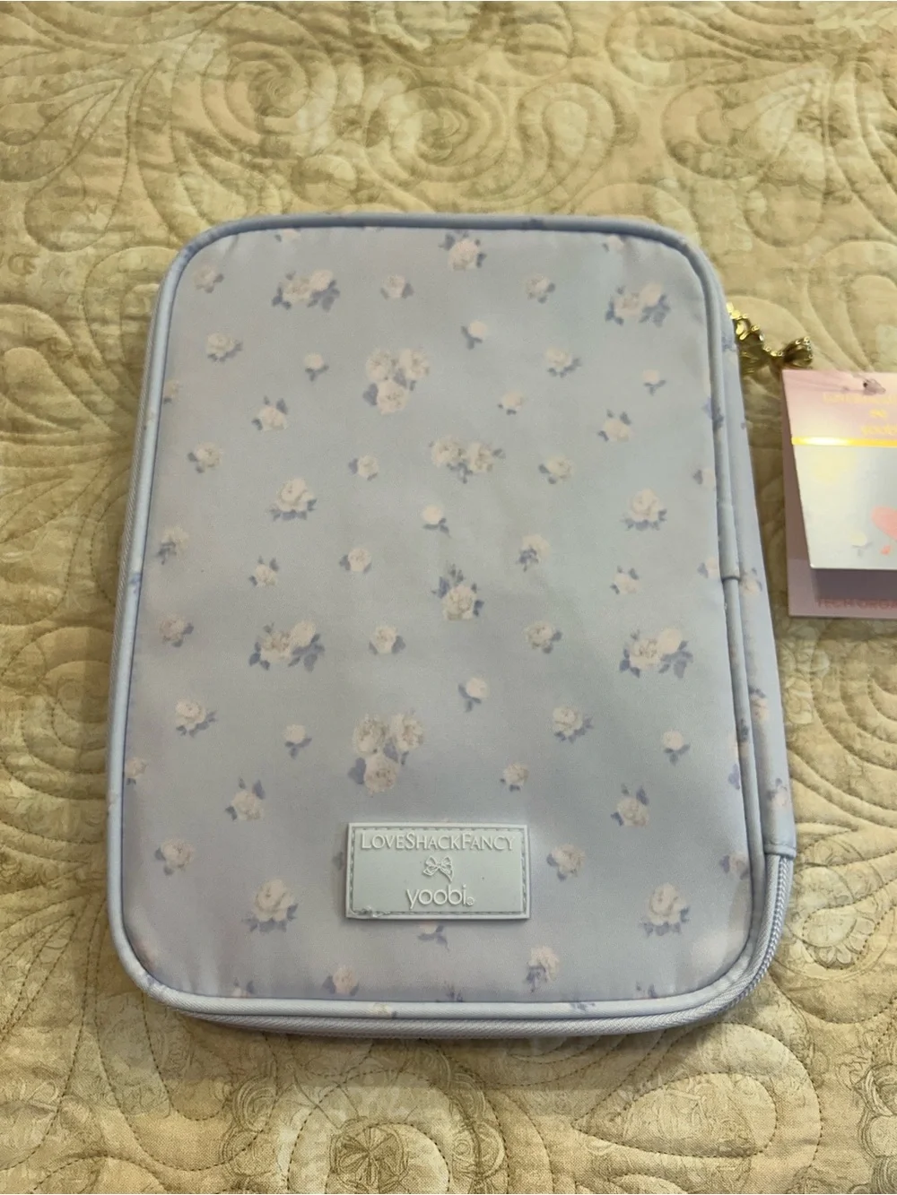 LoveShackFancy x Yoobi Tech Organizer Case Floral Blue NWT Travel Electronics
